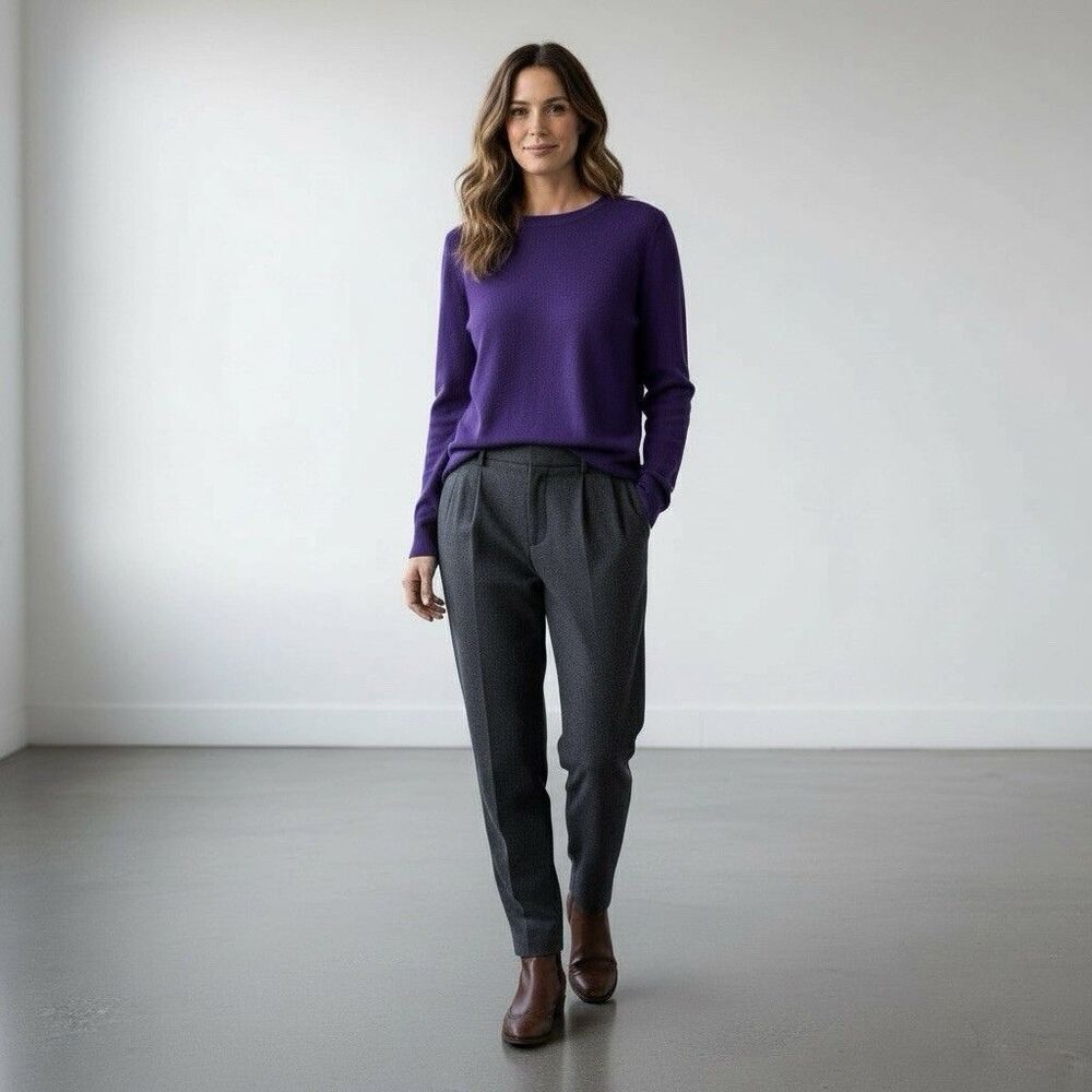 Banana Republic Italian Yarn Wool Cashmere Blend Sweater M Purple Quiet Luxury